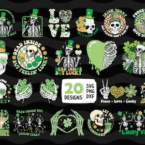 Patrick's Day Skelett SVG-Bundle, St Patrick's Day Schädel Svg, St Patrick's Day Svg Bundle, Skelett Svg, Lucky svg, Irish svg, Png, Cricut