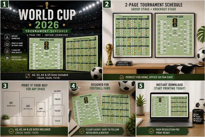 World Cup 2026 Calendar, Printable Wall Chart, Football Match Schedule