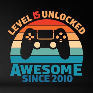 Level 15 entsperrt SVG, 15 Jahre altes Design, 15 Jahre altes Design, 15 Jahre altes Design, 15 Jahre altes Design, 15 Jahre altes Design, 15 Jahre altes Design, Videospiel Controller Joypad