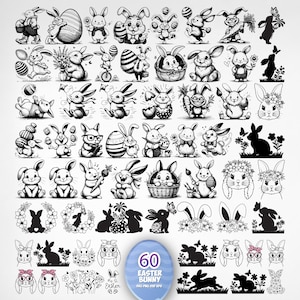 Pacchetto SVG coniglietto pasquale, Pasqua SVG, Coniglio pasquale SVG, Pasqua retrò SVG, Buona Pasqua SVG, Pasqua saltellante SVG, Maglietta pasquale SVG, Png, Cricut