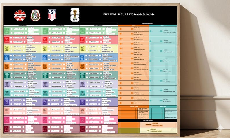 World Cup 2026 Schedule Planner, Printable Soccer Tournament Bracket ...