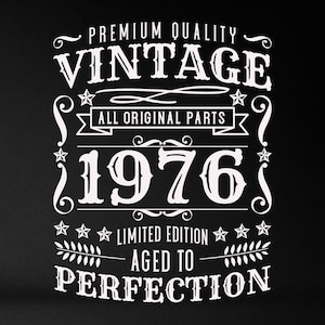 SVG del 50.º cumpleaños de 1976: Diseño vintage envejecido a la perfección (descarga digital)