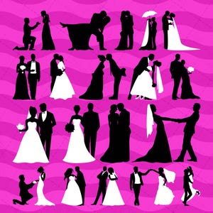 Wedding SVG Bundle, Bride Svg, Groom Svg, Bridal Party Svg, Wedding Svg, Wedding Heart Svg,Celebration Wedding,Wedding Couple SVG,Silhouette