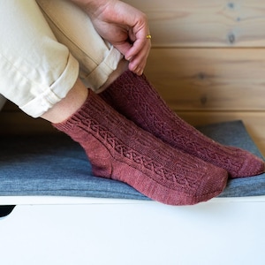 Cable Socks Knitting Pattern, Ankle Ribbed Knit Wool Socks, Womens Socks Knit Pattern, Cozy Wool Cable Knit Socks, Ornate Socks Pattern