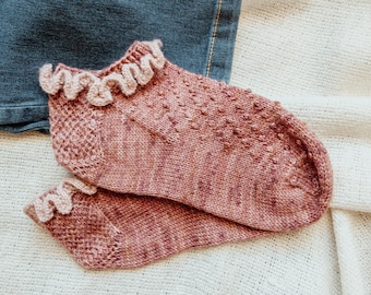 Bobble Shorties Socks Knitting Pattern, Summer Ankle Knit Sock Pattern, Pretty Women Sock Knit Pattern, Knitting Pattern, Easy Knit
