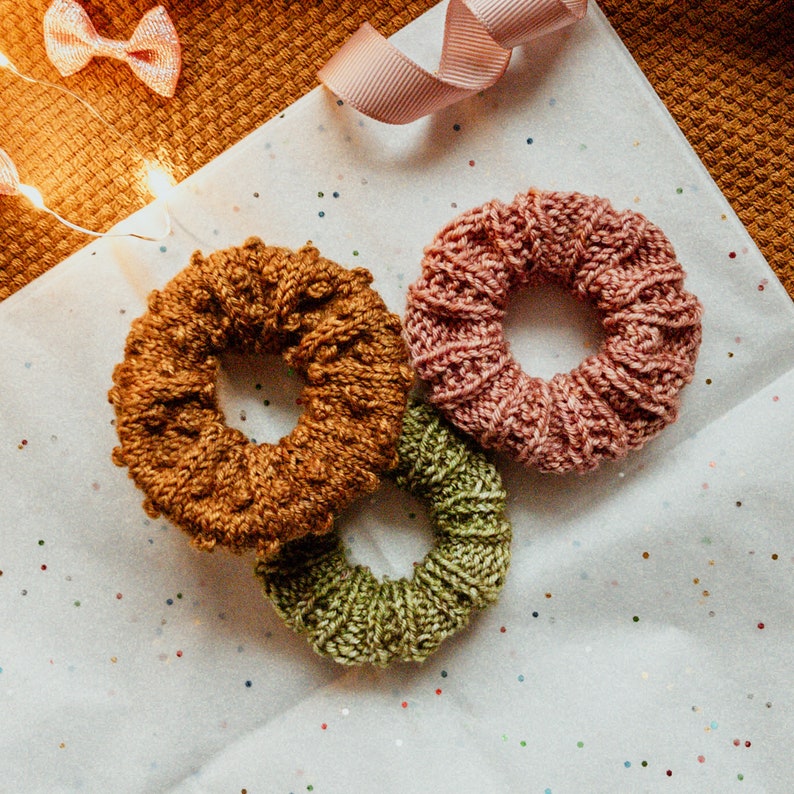 Easy Hair Scrunchie Knitting Pattern, Hair Tie Knit Pattern, Knit Hair