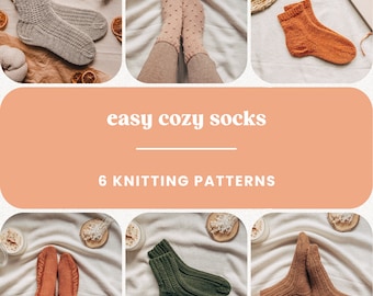Simple Warm Socks Knitting Pattern Set, Easy Knit Cozy Socks Pattern, Casual Warm Wool Knit Socks Instruction, Sock Knitting Pattern