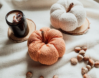 Pumpkin Knitting Pattern PDF, Easy Knit Pumpkin Pattern, Beginner Fall Knitting Pattern, Autumn Home Decor, Thanksgiving Decor, DIY Pumpkin