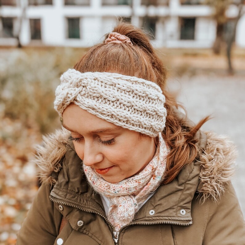 Chunky Headband Knitting Pattern, Cable Knit Twist Headband, Easy Knitted Ear Warmer, Bulky Easy Knit Pattern, Knitting Pattern image 7