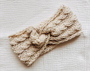 Patrón de tejido para diadema gruesa, diadema trenzada de punto cable, calentador de orejas de punto fácil, patrón de tejido voluminoso fácil, patrón de tejido