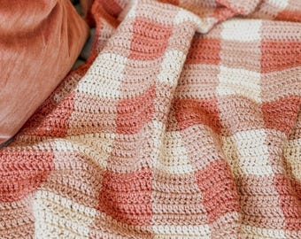 Crochet Blanket Pattern, Gingham Merino Baby Blanket, Cozy Crochet Baby Blanket Pattern, Easy Baby Blanket Crochet Pattern for Beginners