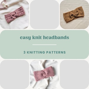 Simple Headband Knitting Pattern Set, Cozy Beginner Knit Twist Headband Pattern, Easy Worsted Ear Warmer Knitting Pattern for Beginners