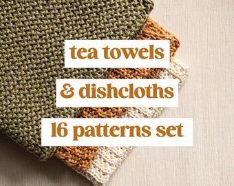 Conjunto de patrones de tejido de paños de cocina fáciles de usar, patrón de tejido de paños de cocina, patrones de tejido de paños de cocina para principiantes, proyectos de tejido de paños de cocina y paños de cocina