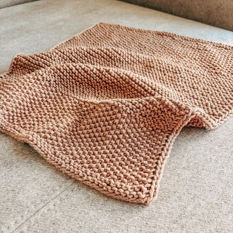 Keukenhanddoek breipatroon, eenvoudig theedoek breipatroon, beginner gebreide theedoekpatroon, rustieke katoenen vaatdoek, gebreide theedoek, gebreide theedoek afbeelding 2
