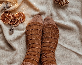 Anfänger Basic Socken Strickmuster, Einfache Socken Strickmuster, Einfache Socken mit Streifen Strickmuster, Klassisch Stricken Bunte Socken