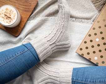 Patrón de calcetines de punto trenzado, calcetines de lana acogedores para cabaña (patrón en PDF)