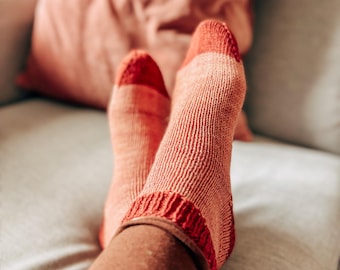 Padrão de tricô de meia básica fácil, meias de tricô para iniciantes, padrões de meias de tricô, padrão de tricô de meia colorida, padrão de tricô feminino