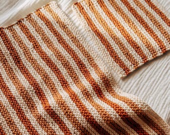 Patrón de tejido de paño de cocina y trapo de cocina fácil de usar, paño de cocina de punto a rayas de estilo rústico, patrón de paño de cocina de punto simple para principiantes