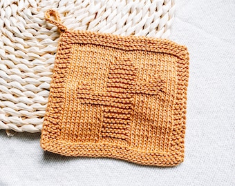 Easy Beginner Dishcloth Knitting Pattern, Boho Knit Washcloth, Cactus Kitchen Decor Knit Pattern, Knitting Pattern, Afghan Blanket Square