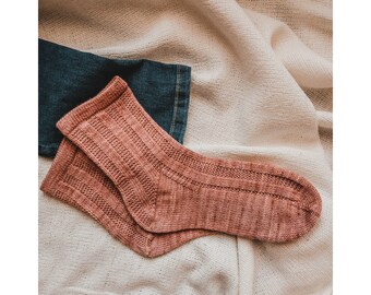 Classic Ribbed Socks Knitting Pattern, Cozy Women Knit Wool Socks, Texture Socks Knit Pattern, Easy Socks Knitting Pattern