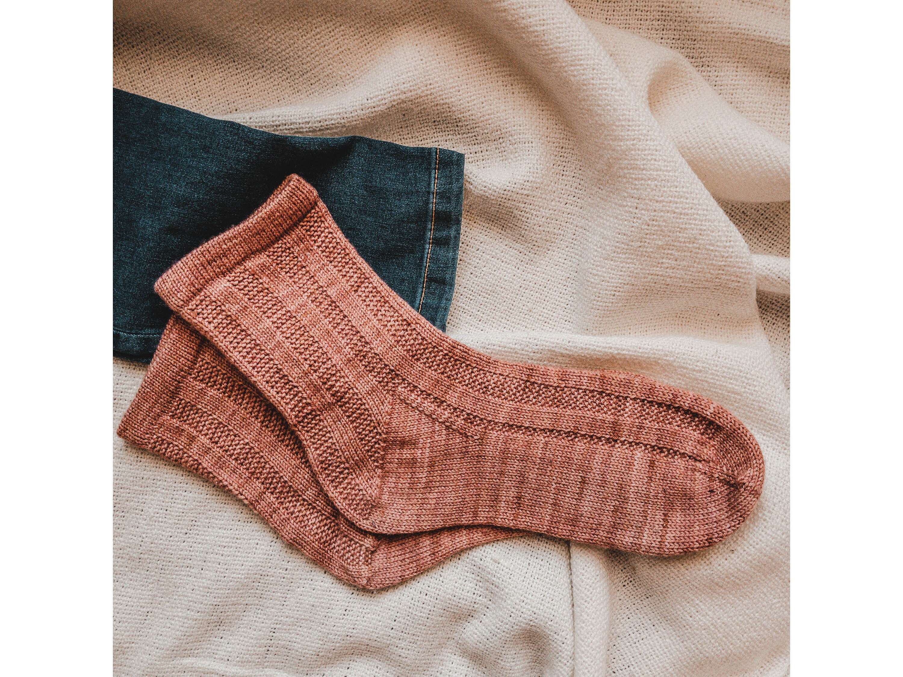 Classic Ribbed Socks Knitting Pattern, Cozy Women Knit Wool Socks ...