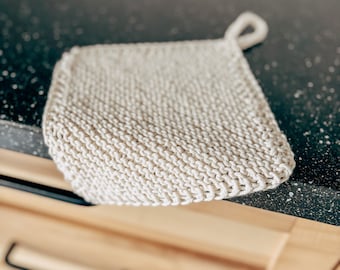 Modèle de gant de toilette simple pour débutants, modèle de gant de toilette facile à tricoter, débarbouillette en tricot écologique, décoration de cuisine en tricot, torchon minimaliste