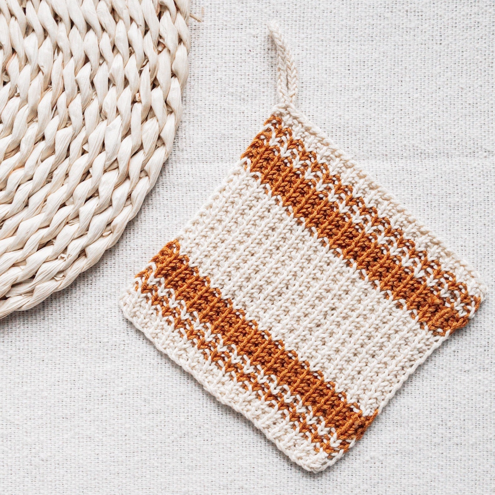Farmhouse Striped Dishcloth Knitting Pattern, Eco-friendly Kitchen ...
