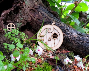 Puerta de hadas redonda - Jardín de hadas de 3” - Kit de autoensamblaje de puerta de hadas tridimensional con hongo, aldaba y ventana.