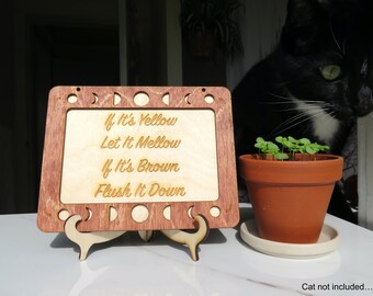 Letrero de cabaña / Letrero de casa: instrucciones para invitados: si es amarillo, déjelo que se calme - Marco de fase lunar