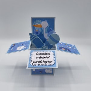 Handmade Pop up Box Card Congratulations on your Baby boy card 3D Card