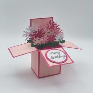Handmade Pop up Box Happy Birthday Card with Chrysanthemums 3D Card