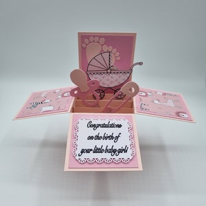 Handmade Pop up Box Congratulations on your Baby Girl Card