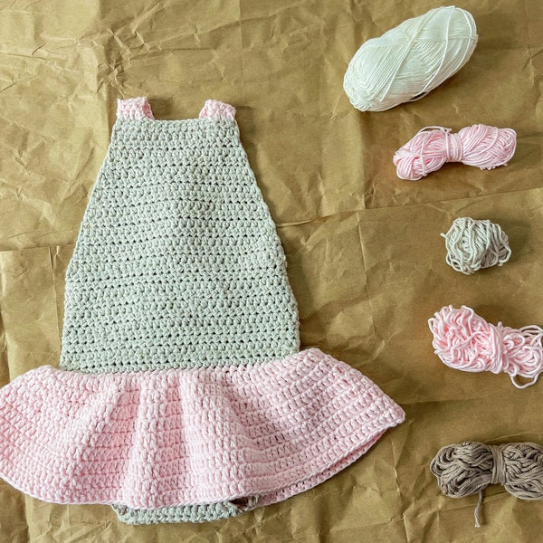 Crochet Bébé Romper Petite Ballerine - Baby Romper, Baby Overall, Baby Playsuit, Baby Dress, Baby Outfit