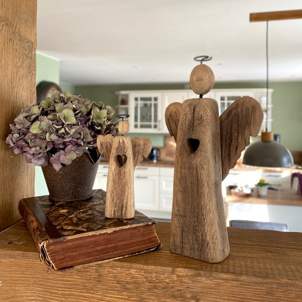 Engel Figuren Holzfiguren Holzdeko Holzengel Altholz Landhaus