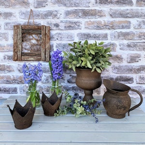 Kanna, kopp, krona, kruka, kanna, lykta, rost, dekoration, trädgård, terrass, vintage