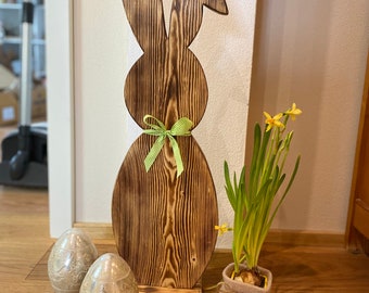 Osterhase Holz Ostern Osterdeko Holzdeko Hase Holz geflammt natur Altholz