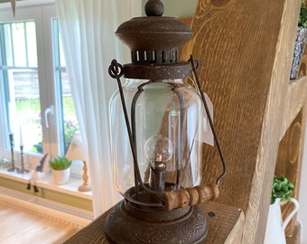 Laterne Metall Rost Antik Vintage LED Deko Beleuchtung Lampe Landhaus