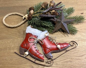 Schlittschuhe Weihnachtsdeko Nostalgie Anhänger Deko Vintage