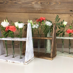 Vase with test tubes wood vintage shabby flower vase flower decoration