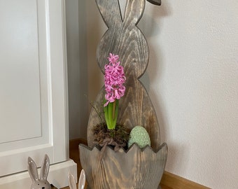 Easter Bunny Wooden Decoration Easter Flower Stand Rabbit Easter Decoration Country House