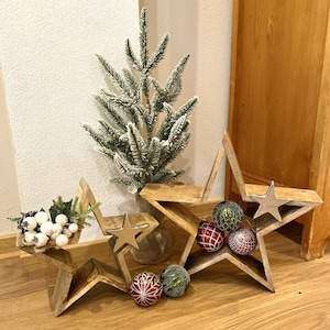 Stern Holzstern Aufsteller Set Weihnachtsdeko Holzdeko Weihnachten Advent