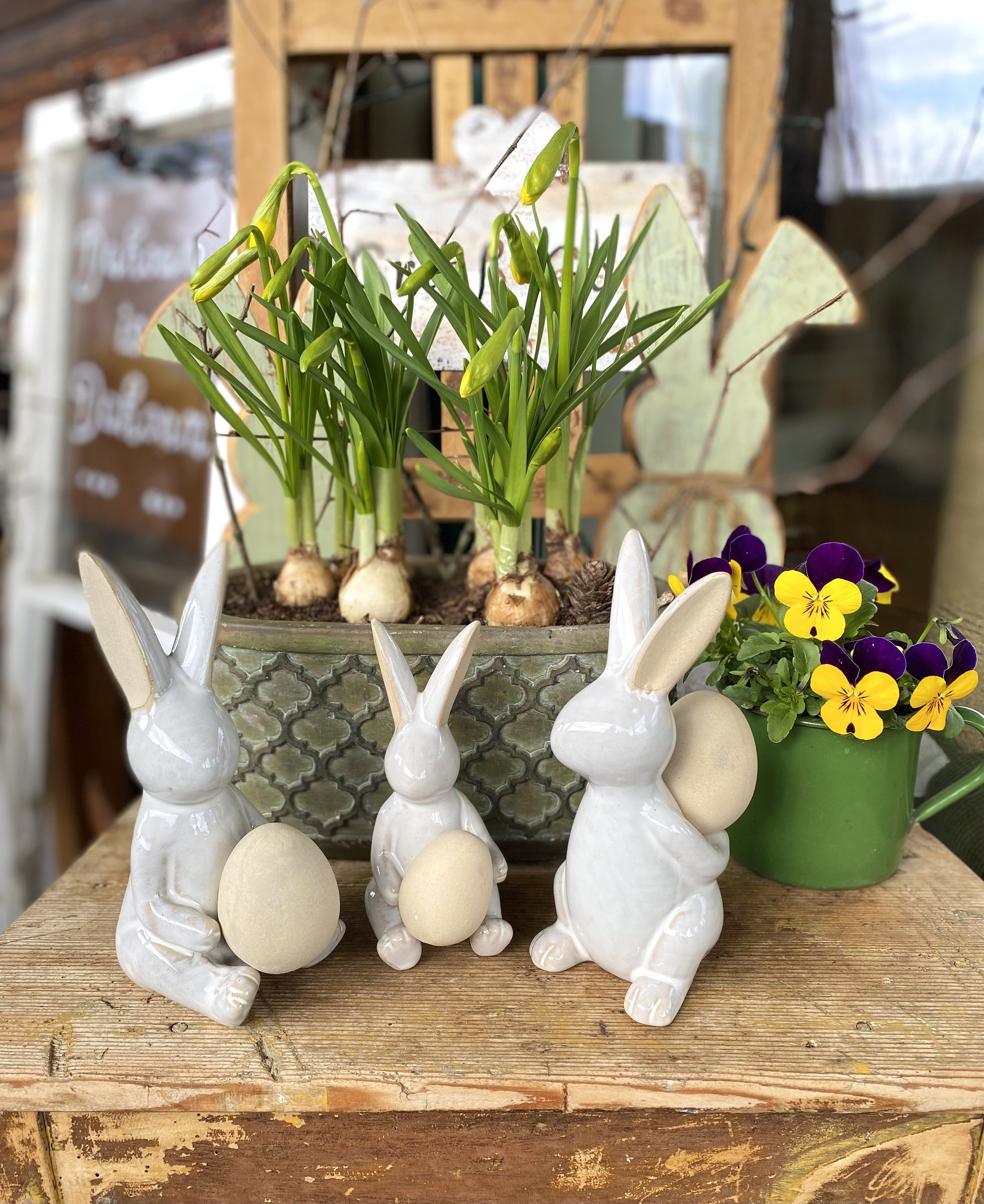 Coniglio Di Pasqua In Acrilico 2D Per Ufficio E Casa – Decorazione Da Tavolo Con Albero Di Uova, 20 Cm