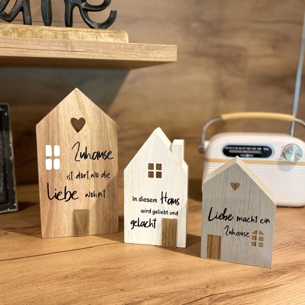 Häuschen Haus Holz mit Spruch Zuhause Home Deko Geschenk