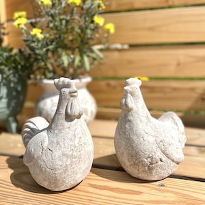 Chicken rooster hen figure concrete stone garden decoration country house