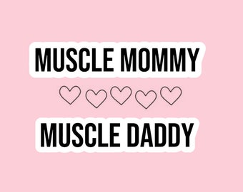 muscle mommy sticker, muscle daddy sticker, workout sticker, water bottle sticker, matching stickers