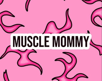 muscle mommy sticker, workout sticker, water bottle sticker, fitness stickers