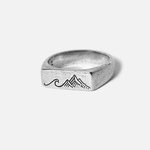 Union Ring | Wave & Mountain Design in Solid 925 Sterling Silver | Billie Jo