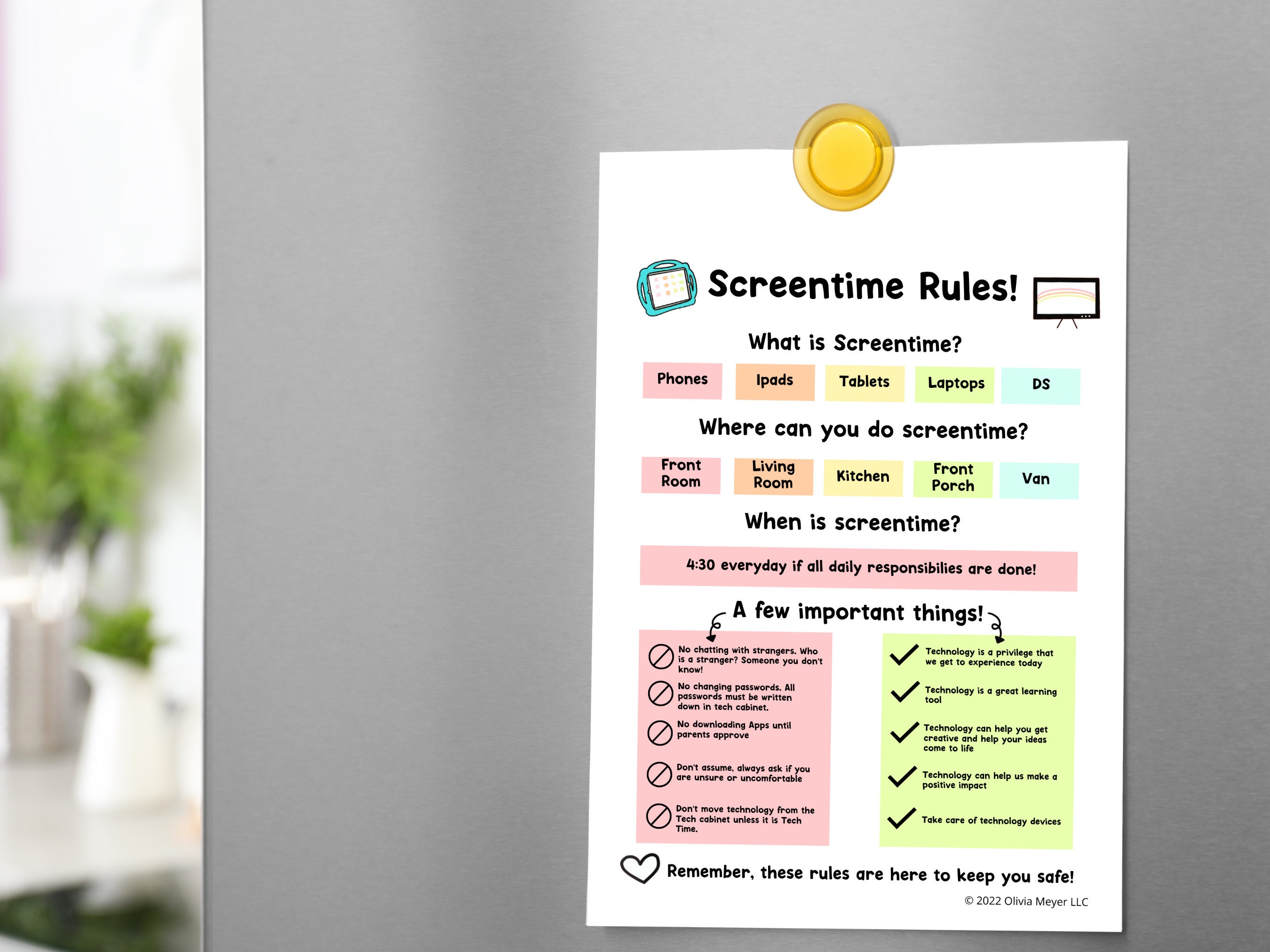 Screen Time Rules Chart - Etsy