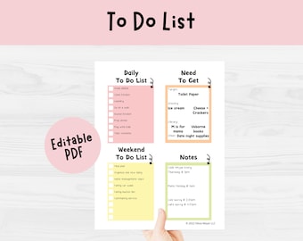 Printable Daily To Do List | Editable Simple Template (PDF)