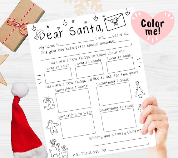 Letter to Santa to Color Printable